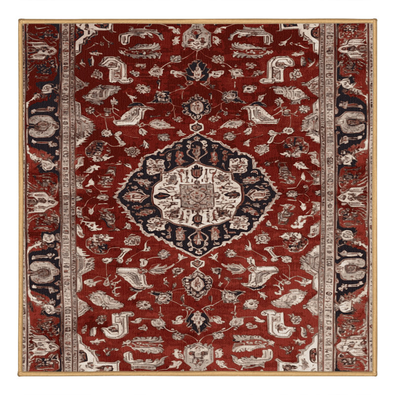Machine Washable Persian Brown Area Rug, Square 7'