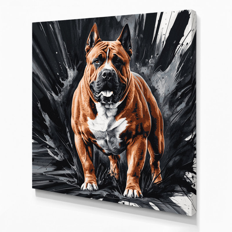 «Dogs Boerboel», art mural sur toile gris, H 12 po x l 12 po