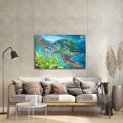 «Sea Turtle» par Tim Jeffs, art mural en acrylique
