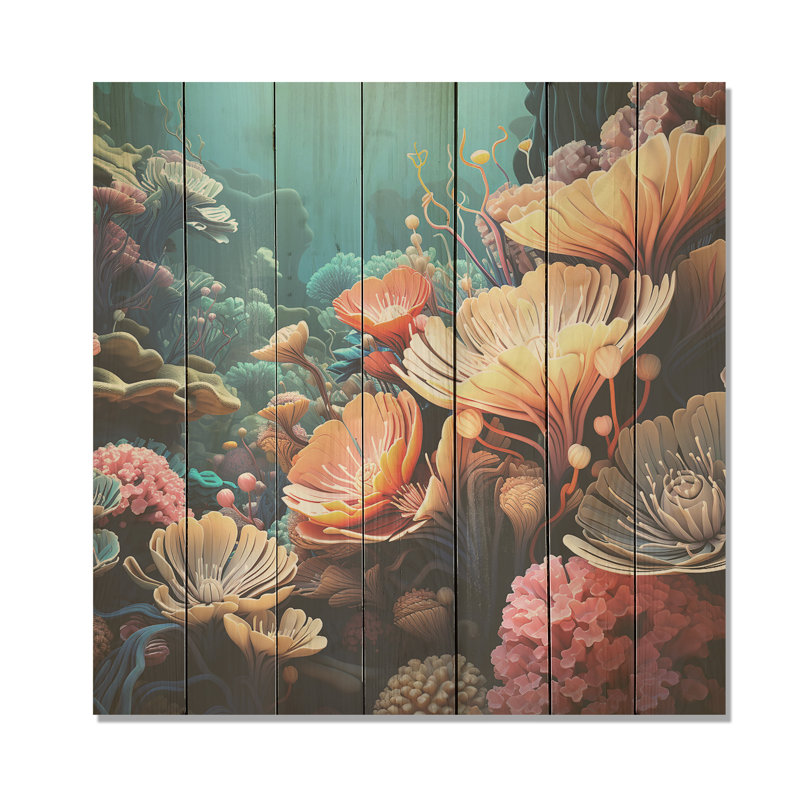 Multicolor Coral Reef Explorations I - corail sur bois, H 15 po x l 15 po