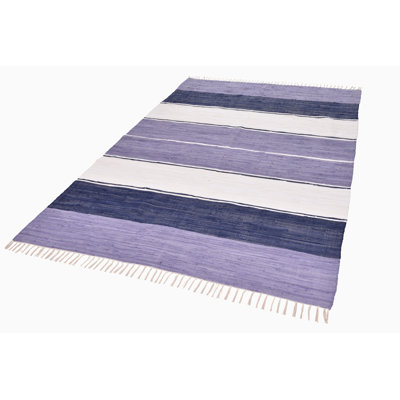 Striped Cotton Hand Woven Area Rug