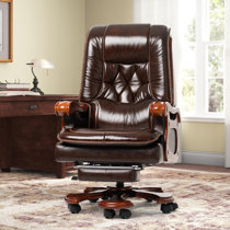  Kinnls Vane Massage Office Chair with Footrest,Ergonomic  Management Executive Fully Reclining Office Chair Double Thickened  Upholstered Genuine Leather Home Desk Chairs (Black) : Office Products