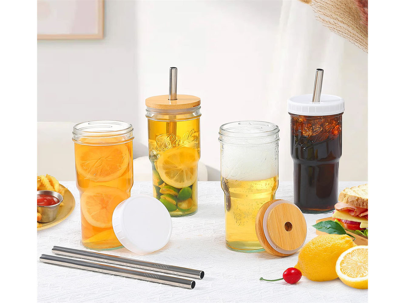 Mason Jar Sip & Straw Lids Wide Mouth (Pack of 4)