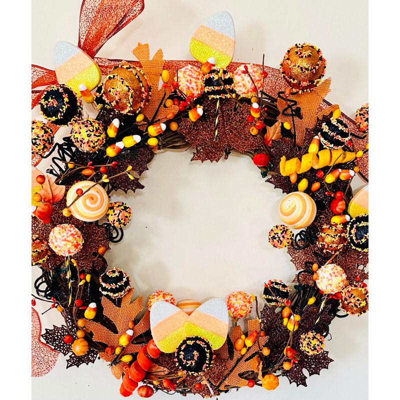 Candy Corn and Cake Pop Wreath