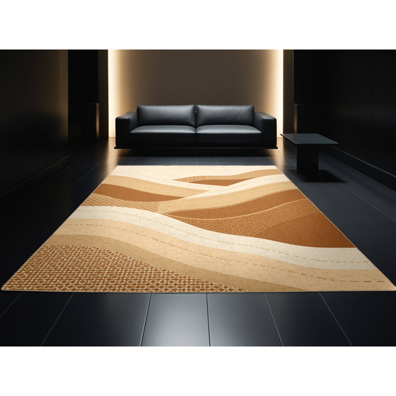 Tapis marocain d'inspiration mondiale lavable à la machine Peksenak - reliure beige, 6 X 9