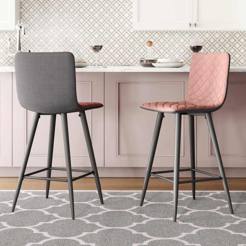 Agda Upholstered Counter Stool with Metal Frame, Rose