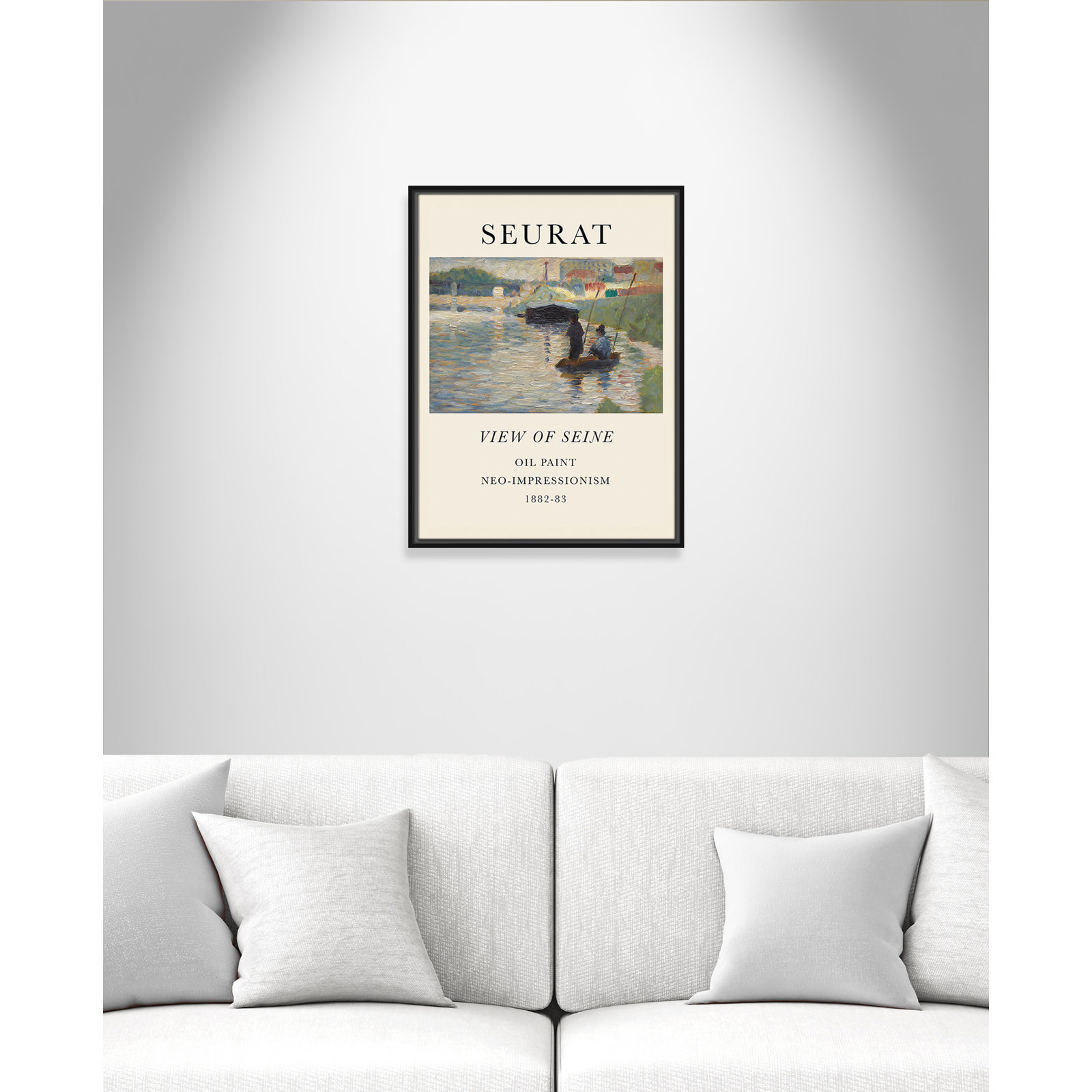 View Of Seine by Georges Seurat, No, 25.5" H x 19.5" W x 2" D, Black Floater Frame
