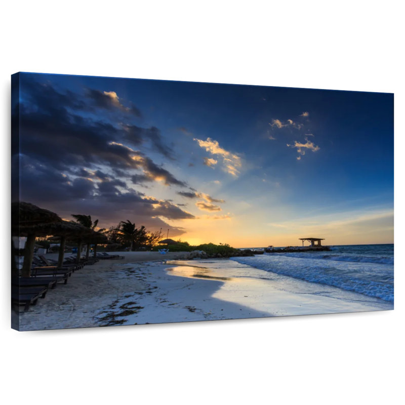 Gillard, coucher de soleil et plage, H 20 po x l 30 po