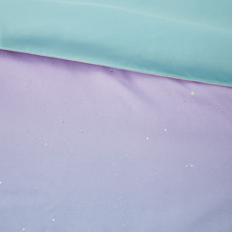 Full/Queen Aqua and Pastel Purple Ombre Glitter Duvet Cover Set