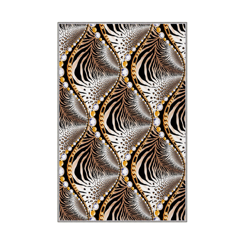 Luxurious Woven Carpet 5.2 x 7.5 ft, 100% Polyester, 0.4 in Pile Height | Antibacterial, Non-Slip PVC Dot Underside, Machine Washable | Elegant 3D Digital Print Design, Perfect for Living Room & Bedroom Décor