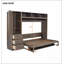 Lit escamotable double avec garde-robe, tiroirs et tablettes ouvertes