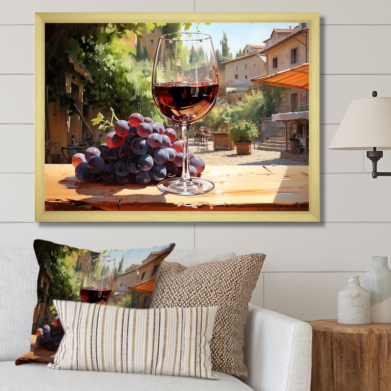 «Balayage de bourgogne», art mural vin, Cadre doré à coins fermés, H 12 po x l 20 po x P 1 po