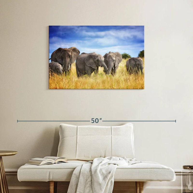Grassland Elephants, 24" H x 36" W