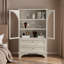 Armoire de rangement vitrée avec 2 tiroirs et tablettes réglables-1267876180