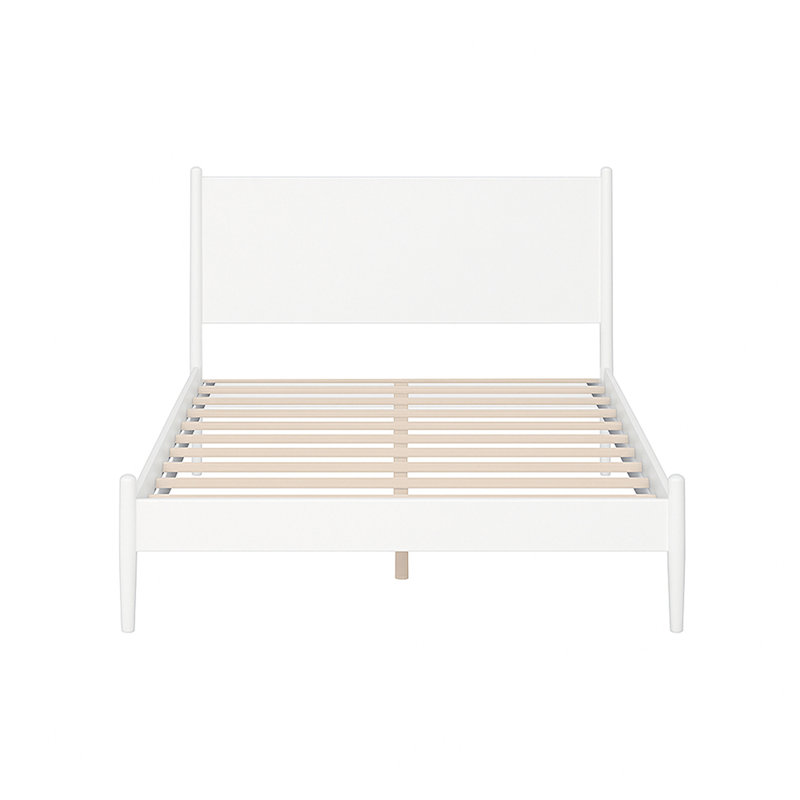 Lit plateforme Mid-Century, Blanc, Complète