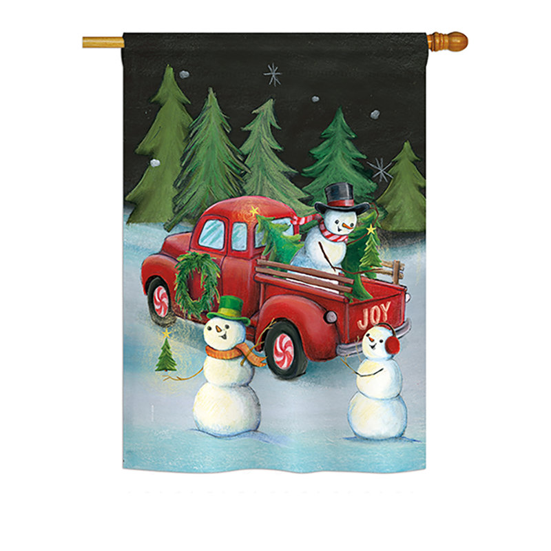 Mélange de polyester à 2 côtés 40 x 28 po le prélèvement de noël arbre de noël ensemble de drapeau