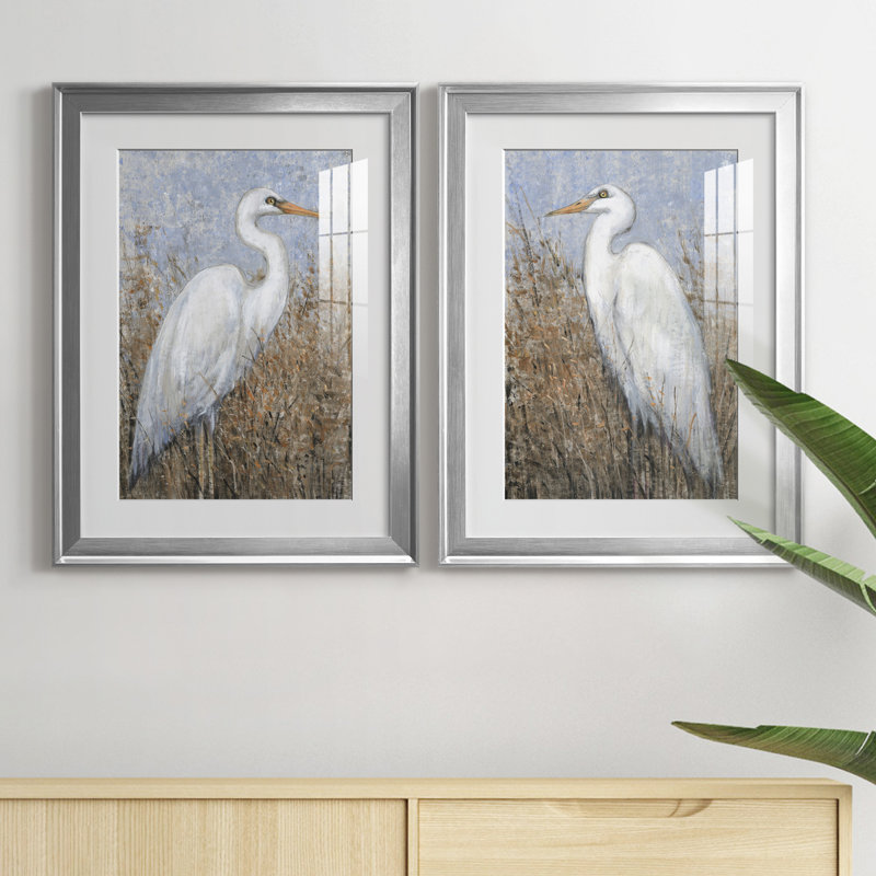 White Heron I, reproduction encadrée de qualité supérieure - prête à être accrochée, H 30,5 po x l 45 po x P 1 po