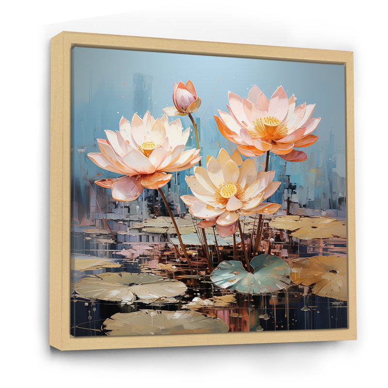 Lotus Pond Blooms Come Alive, H 30 po x l 30 po x P 1 po, Cadre naturel flottant