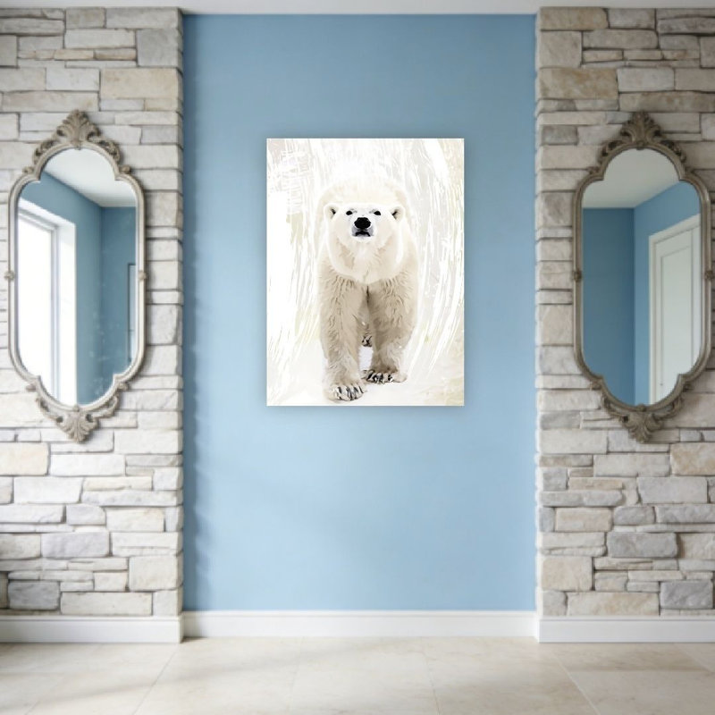 Ours polaire moderne, art mural non encadré, L 36 po x l 24 po