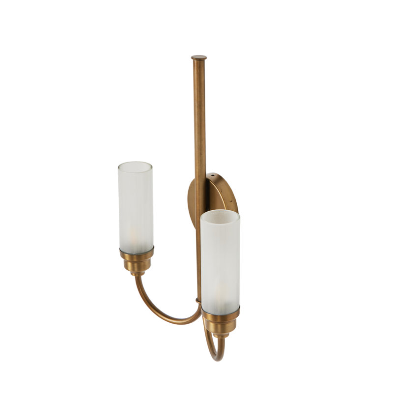 Antique Brass Dual Frosted Glass Sconce