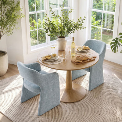 Ensemble de table et de chaises pour 2 personnes avec table ronde et 2 fauteuils en tissu rembourrés