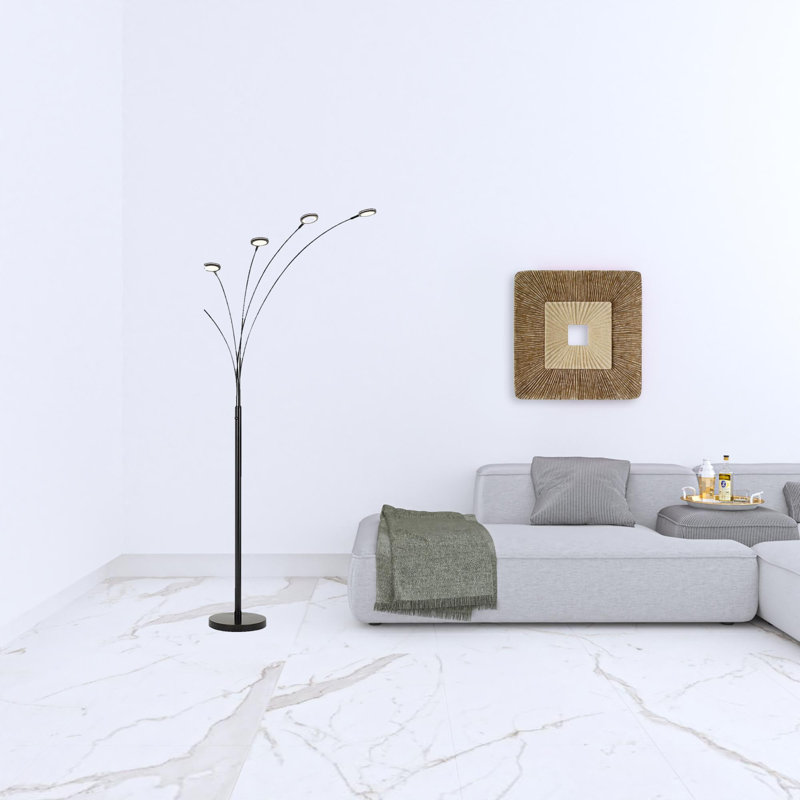 72" Five Light Led Arc Floor Lamp, Brass