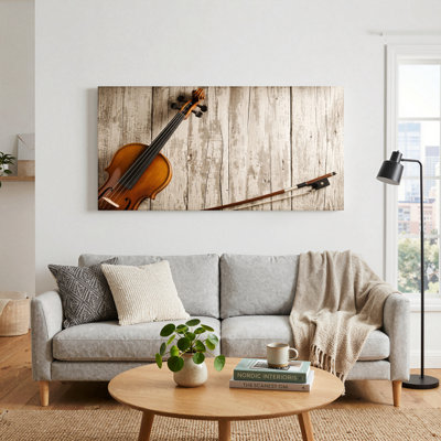 Violin Wood Canvas Wall Art Set Of 1
