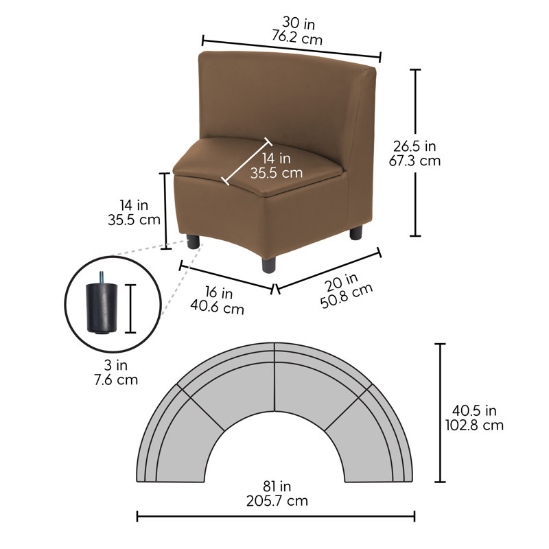 Chaises de coin modulaires Kid Comfort, ensemble de 4, chocolat, Chocolat