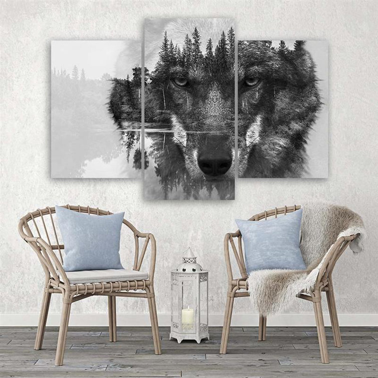Alpen Home Wolf - 3 Piece Wrapped Canvas Print | Wayfair.co.uk