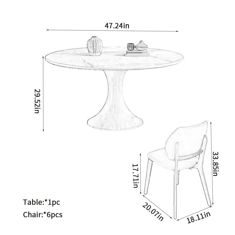 Table ronde Myrle, H 29,52 po x L 47,24 po x l 47,24 po