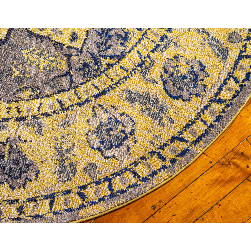 Eddins Washable Oriental Indoor Rug, Round 8'