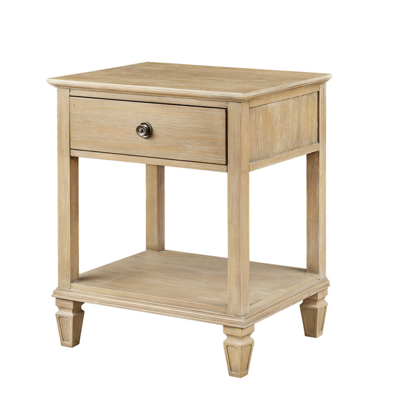 Table de chevet traditionnelle en bois - Espace de rangement naturel et pratique