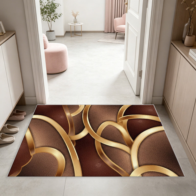 Brown Gold Abstract   area rugs for Living Room, Soft and Comfortable, Suitable for all seasons, easy to maintain, machine washable Indoor floor mat, Under Table Farmhouse suitable for Bedroom, Dining Room, Study,  Balcony, Home Decor Patio