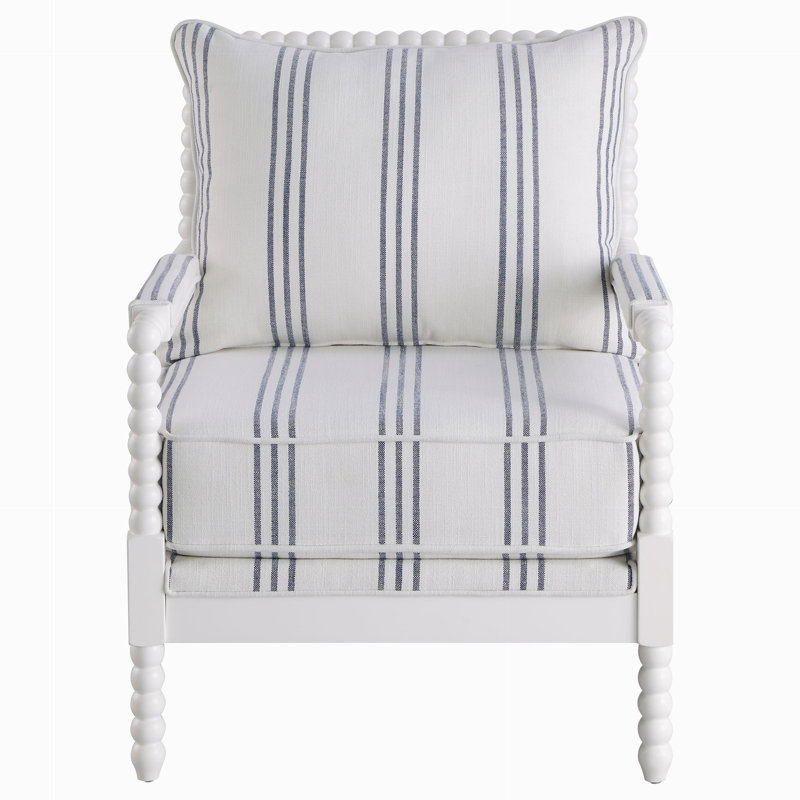 Fauteuil d'appoint rembourré Herndon, Navy Blue 100% Polyester, Blanc