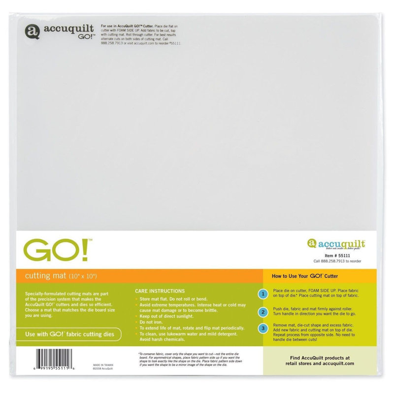 Accuquilt GO! Tapis de coupe 10 po x 10 po, paquet de 2