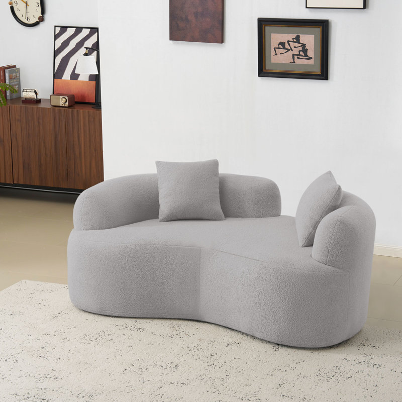 68,44 po, gris incurvé, tissu, éponge à compression, sans assemblage, capacité de 350 lb, petits espaces de vie, nuits douillettes, gris de style minimaliste moderne, mousse à haute densité, sac à ressort, famille