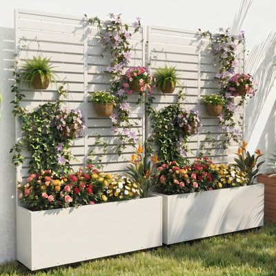 Metal Planter Box With Trellis Set Of 2