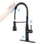 Robinet de cuisine rétractable en acier inoxydable noir mat, buse rotative à 360 °, 3 modes de sortie d'eau, réglage simple de la température et du débit, robinet à capteur de mouvement avec jet, options de rotation, facile et