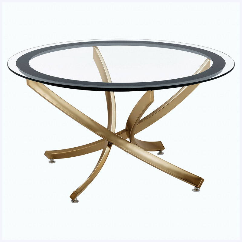Table basse moderne à plateau rond en verre, table basse de salon en verre trempé, 20" H x 35.5" W x 35.5" D