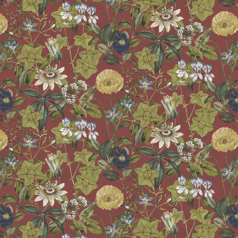 Exotica 2 Passiflora Performance Fabric, Rouge