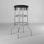 Tabouret de bar pivotant sans dossier robuste avec base chromée et siège en similicuir, noir