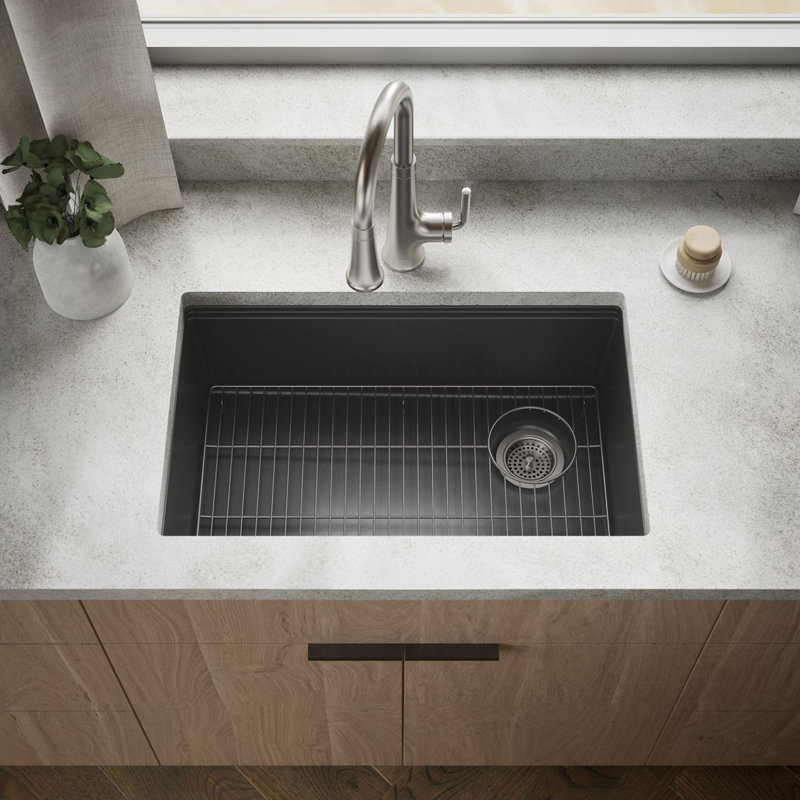 Billings Undermount Single-Bowl Kitchen Sink, Matte Gray 