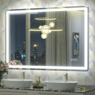 Aevar UL Certified Front & Back LED Anti-Fog Tempered Glass Bathroom/Vanity Mirror with 3-Year Warranty