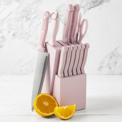 Basic Essentials 12-Piece Stainless Steel Kitchen Knife Set With Wood Block