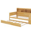 Lit de jour simple avec tablettes de rangement, lit gigogne et bureau d'étude-997260216