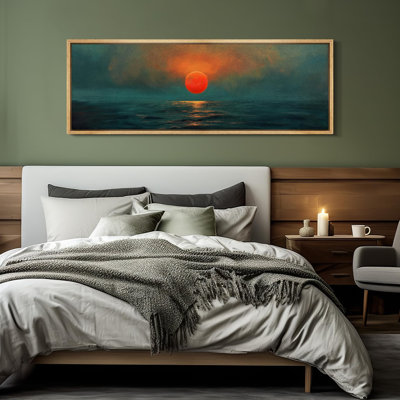 «Coastal Beach Sunset Over Ocean Vibrant Sun and Waters Decor Extra Large», reproduction d'art