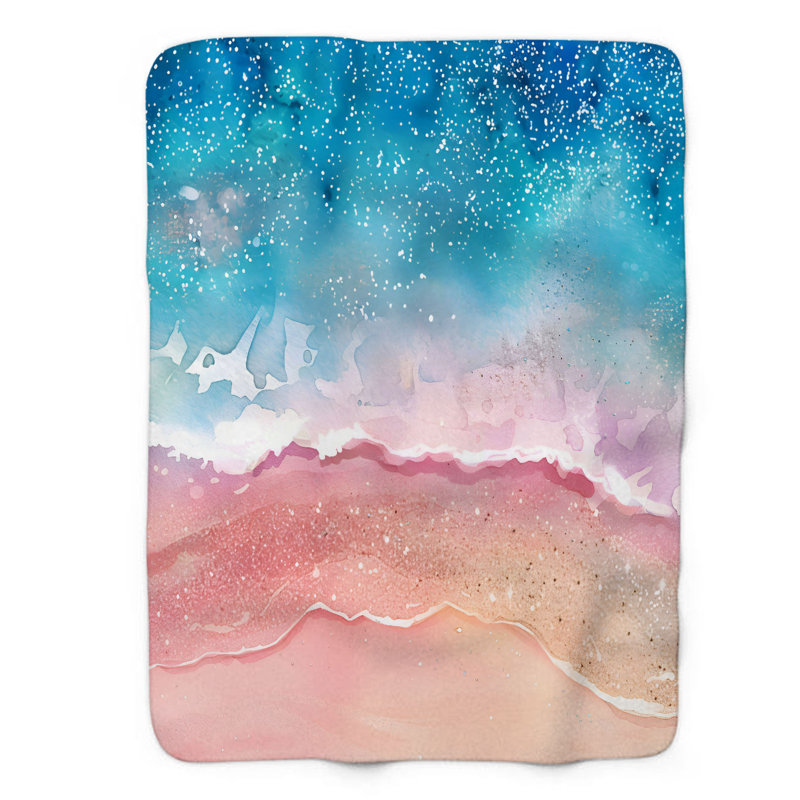 Sandy Shimmering Waves - Couverture Sherpa de qualité supérieure 1 pièce, Grand lit