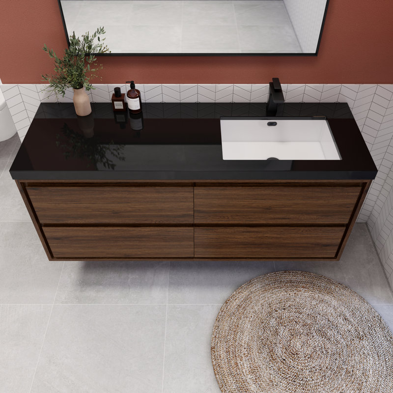 Ensemble de meuble-lavabo simple 60 po Vickye, Palissandre