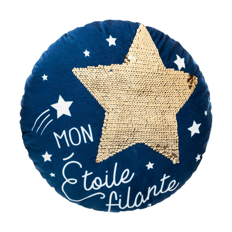 Amaker Novelty Cushion, Blue/Gold