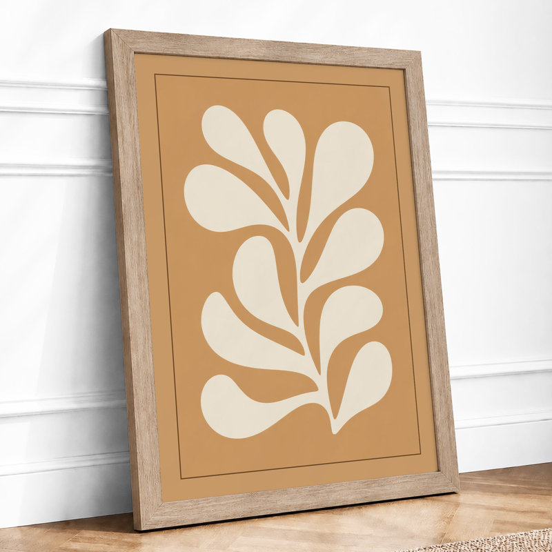 Cream Fan Botanical - Framed Print, A1 - 84.1 x 59.4 cm, Oak